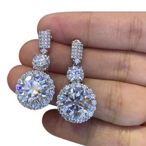 Certified 12ct. t.w. Moissanite Diamond Drop Earrings NEW - 12-Carat tw Earings